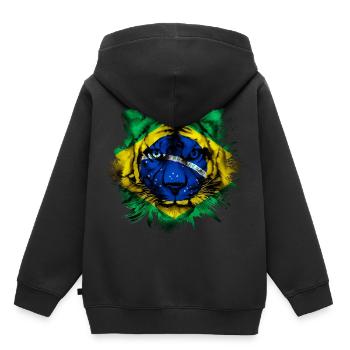Brasilien - Kinder Premium Organic Hoodie - Schwarz - Hinten - AI Model Kid Male (0cm)