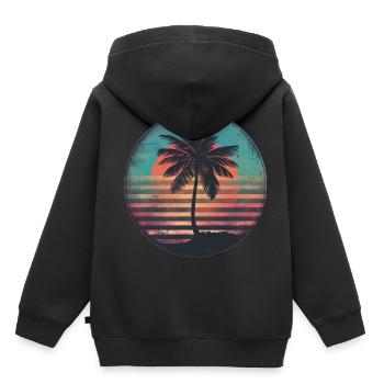 Sunset Palms Silhouette Retro 80's Vintage2 - Kinder Premium Organic Hoodie - Schwarz - Hinten - AI Model Kid Male (0cm)