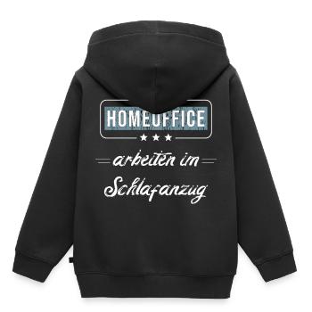 Homeoffice arbeiten im Schlafanzug - Kinder Premium Organic Hoodie - Schwarz - Hinten - AI Model Kid Male (0cm)