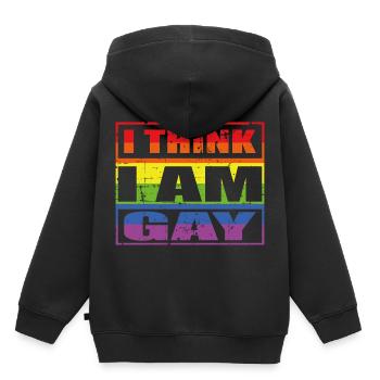 Ich glaube ich bin schwul - Kinder Premium Organic Hoodie - Schwarz - Hinten - AI Model Kid Male (0cm)