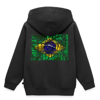 Brazil Flag Brasilia Cool Art Brazilian - Kids Premium Organic Hoodie - black - Back - AI Model Kid Male (0cm)