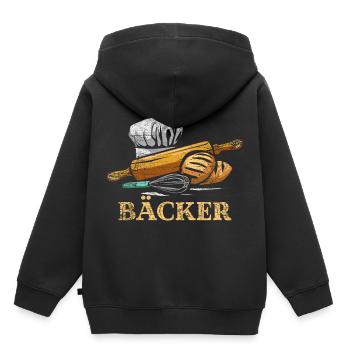 Bäcker Backen - Kinder Premium Organic Hoodie - Schwarz - Hinten - AI Model Kid Male (0cm)