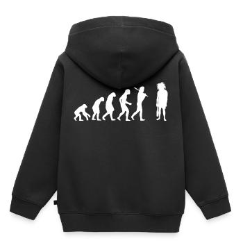 Homme des cavernes de Neandertal Cadeau Évolution - Sweat Premium à capuche enfant bio - noir - Dos - AI Model Kid Male (0cm)
