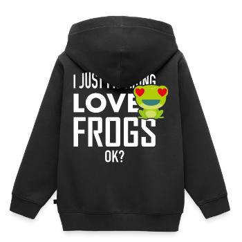 Grenouille J’aime les grenouilles - Sweat Premium à capuche enfant bio - noir - Dos - AI Model Kid Male (0cm)
