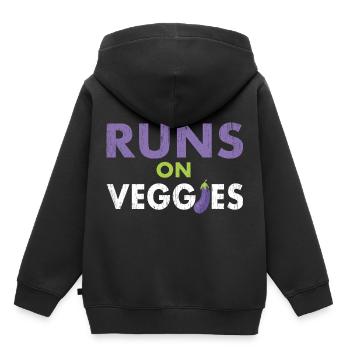 Sportler auf Gemüse Vegan - Kinder Premium Organic Hoodie - Schwarz - Hinten - AI Model Kid Male (0cm)