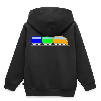 Kinder Zug - Eisenbahn - Bahn - Kinder Premium Organic Hoodie - Schwarz - Hinten - AI Model Kid Male (0cm)
