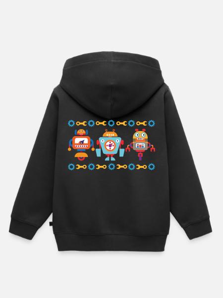 Three small robots - Kids Premium Organic Hoodie - black