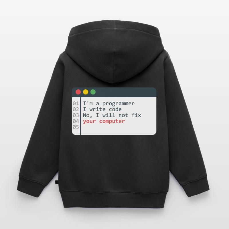 Programmeur HTML Programmation de codage de codeur informatique Sweat Premium à capuche enfant bio