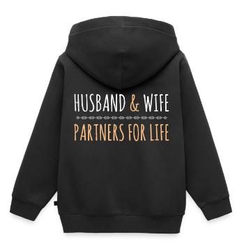 Mariage Mariage Mariage Partenaires à vie <3 - Sweat Premium à capuche enfant bio - noir - Dos - AI Model Kid Male (0cm)