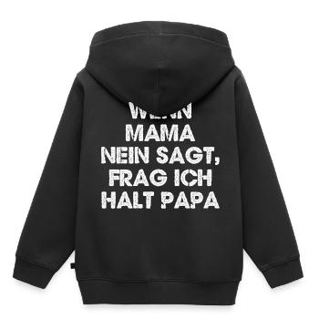 Lustiger Spruch, Mama, Papa - Kinder Premium Organic Hoodie - Schwarz - Hinten - AI Model Kid Male (0cm)