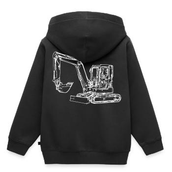 Minibagger Bagger Kettenbagger Löffel weiß - Kinder Premium Organic Hoodie - Schwarz - Hinten - AI Model Kid Male (0cm)