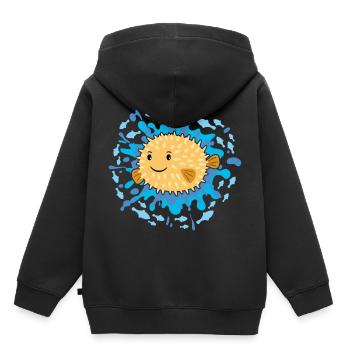 Sweet little puffer fish - Kids Premium Organic Hoodie - black - Back - AI Model Kid Male (0cm)
