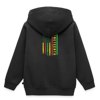 Juneteenth dans un drapeau pour l’histoire des Noirs africains - Sweat Premium à capuche enfant bio - noir - Dos - AI Model Kid Male (0cm)