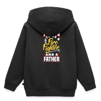 Fier d’être un Friefighter et un papa pour papa - Sweat Premium à capuche enfant bio - noir - Dos - AI Model Kid Male (0cm)