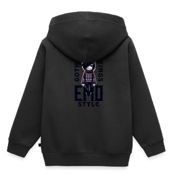 Gothic Greetings in Emo Style Emocore Aesthetic - Kinder Premium Organic Hoodie - Schwarz - Hinten - AI Model Kid Male (0cm)