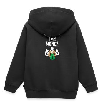 Conception d’argent d’exposition pour les professionnels à revenu élevé - Sweat Premium à capuche enfant bio - noir - Dos - AI Model Kid Male (0cm)
