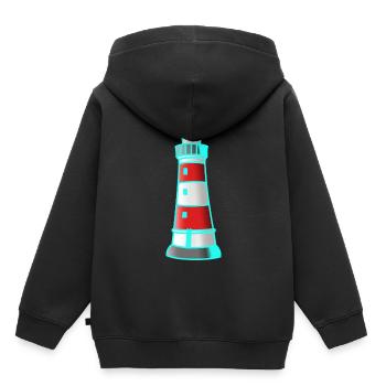 Leuchtturm Nautik Seefahrt Maritim Xmas - Kinder Premium Organic Hoodie - Schwarz - Hinten - AI Model Kid Male (0cm)