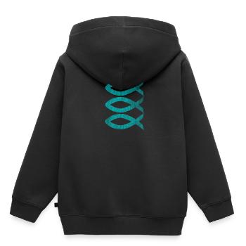 Christlich Fische Jesus Fisch - Kinder Premium Organic Hoodie - Schwarz - Hinten - AI Model Kid Male (0cm)