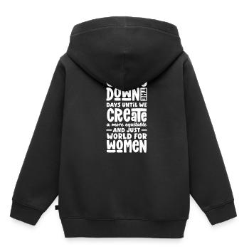 We create a more equitable and just world for - Kids Premium Organic Hoodie - black - Back - AI Model Kid Male (0cm)