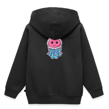 Qualle - Kinder Premium Organic Hoodie - Schwarz - Hinten - AI Model Kid Male (0cm)