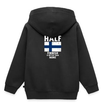Halb finnisch ist besser als gar nicht Nationalfla - Kinder Premium Organic Hoodie - Schwarz - Hinten - AI Model Kid Male (0cm)