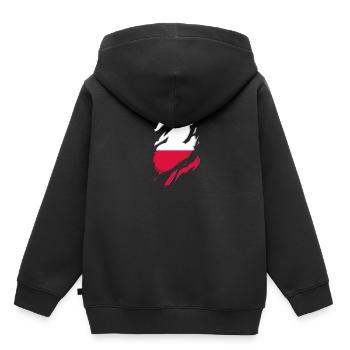 Polen Flagge zerrissenes Motiv - Kinder Premium Organic Hoodie - Schwarz - Hinten - AI Model Kid Male (0cm)
