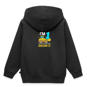 Baustelle Kindergeburtstag - Kinder Premium Organic Hoodie - Schwarz - Hinten - AI Model Kid Male (0cm)