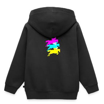 Dressur Dressurpferd Dressurreiter - Kinder Premium Organic Hoodie - Schwarz - Hinten - AI Model Kid Male (0cm)