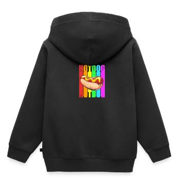 Hot Dog Imbiss - Kinder Premium Organic Hoodie - Schwarz - Hinten - AI Model Kid Male (0cm)