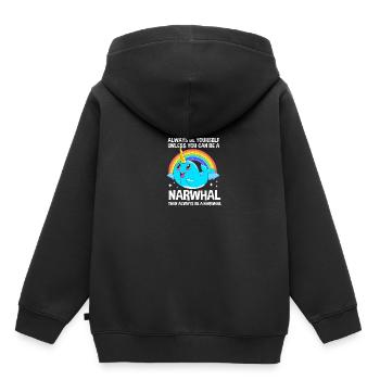Narwhal - Kids Premium Organic Hoodie - black - Back - AI Model Kid Male (0cm)