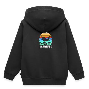 Narwhal - Kids Premium Organic Hoodie - black - Back - AI Model Kid Male (0cm)