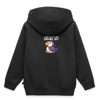 Papageientaucher Puffin - Kinder Premium Organic Hoodie - Schwarz - Hinten - AI Model Kid Male (0cm)