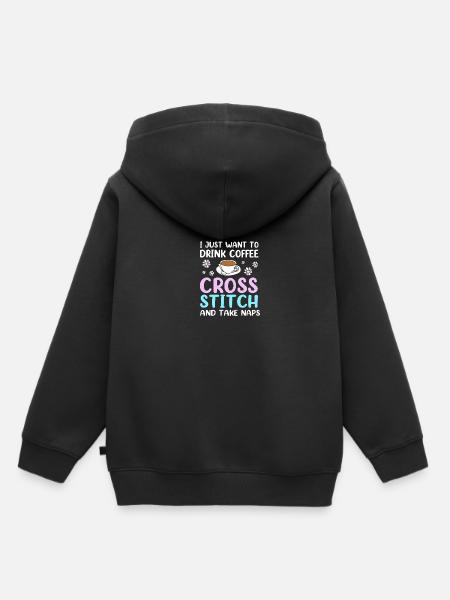 Kreuzstich - Kinder Premium Organic Hoodie - Schwarz