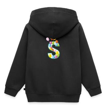 lettre S ballons - Sweat Premium à capuche enfant bio - noir - Dos - AI Model Kid Male (0cm)