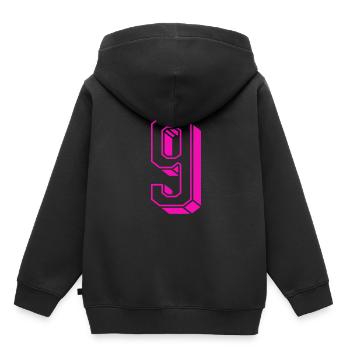 Zahl neun - Nummer 9 pink Mädchen Trikotnummer - Kinder Premium Organic Hoodie - Schwarz - Hinten - AI Model Kid Male (0cm)