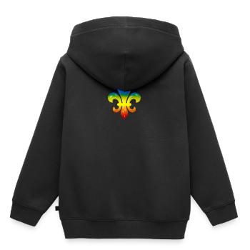 Fleur de Lys in Regenbogen-Farben - Kinder Premium Organic Hoodie - Schwarz - Hinten - AI Model Kid Male (0cm)