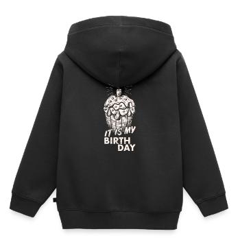 Anniversaire - Sweat Premium à capuche enfant bio - noir - Dos - AI Model Kid Male (0cm)