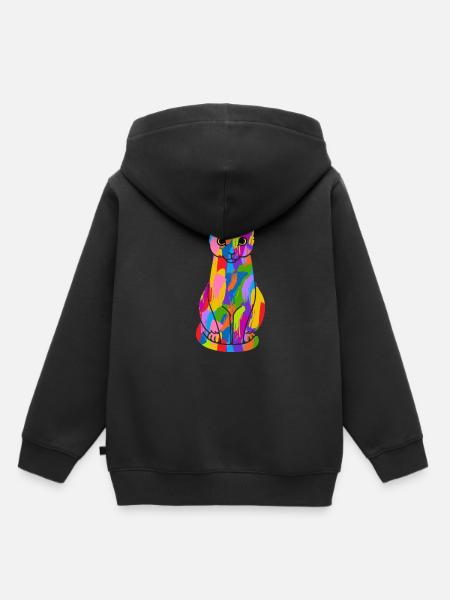 Katze Bunt - Kinder Premium Organic Hoodie - Schwarz