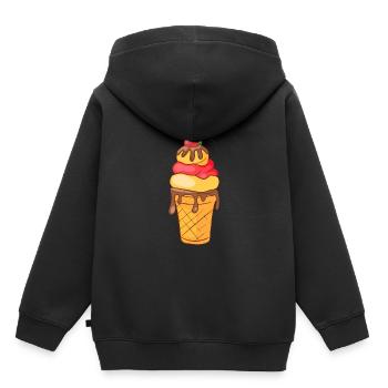 Crème glacée, crème glacée, crème glacée, crème glacée, boule, crème glacée, sundae - Sweat Premium à capuche enfant bio - noir - Dos - AI Model Kid Male (0cm)