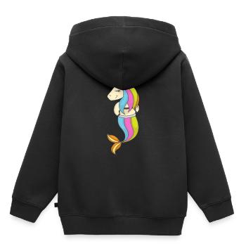 Licorne sirène princesse cadeau - Sweat Premium à capuche enfant bio - noir - Dos - AI Model Kid Male (0cm)