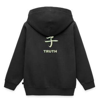 Caractères Vrai Chinois - Sweat Premium à capuche enfant bio - noir - Dos - AI Model Kid Male (0cm)