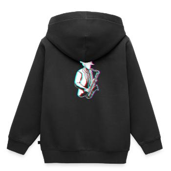 Saxophoniste saxophoniste - Sweat Premium à capuche enfant bio - noir - Dos - AI Model Kid Male (0cm)