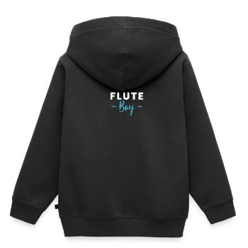 Flute Boy Geschenk Flöten Spieler - Kinder Premium Organic Hoodie - Schwarz - Hinten - AI Model Kid Male (0cm)