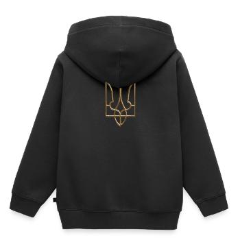Armoiries de l’Ukraine Gerfalcon Trident Trident Goldlook - Sweat Premium à capuche enfant bio - noir - Dos - AI Model Kid Male (0cm)
