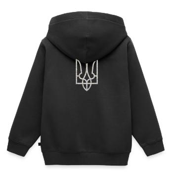 Ukraine Wappen Gerfalke Trident Dreizack Marmor 2 - Kinder Premium Organic Hoodie - Schwarz - Hinten - AI Model Kid Male (0cm)