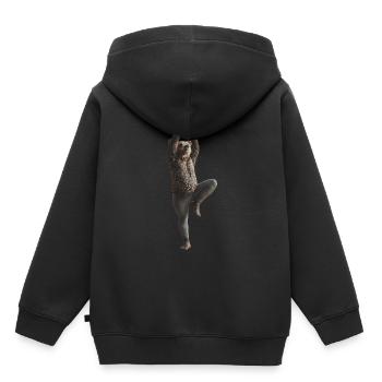 Tragen - Kinder Premium Organic Hoodie - Schwarz - Hinten - AI Model Kid Male (0cm)