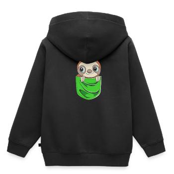 Faultier Faulheit Faulenzer Morgenmuffel - Kinder Premium Organic Hoodie - Schwarz - Hinten - AI Model Kid Male (0cm)