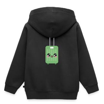 Valises de bagages Kawaii - Sweat Premium à capuche enfant bio - noir - Dos - AI Model Kid Male (0cm)
