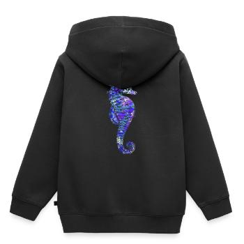 Seahorse marin seahorse mer cadeau - Sweat Premium à capuche enfant bio - noir - Dos - AI Model Kid Male (0cm)