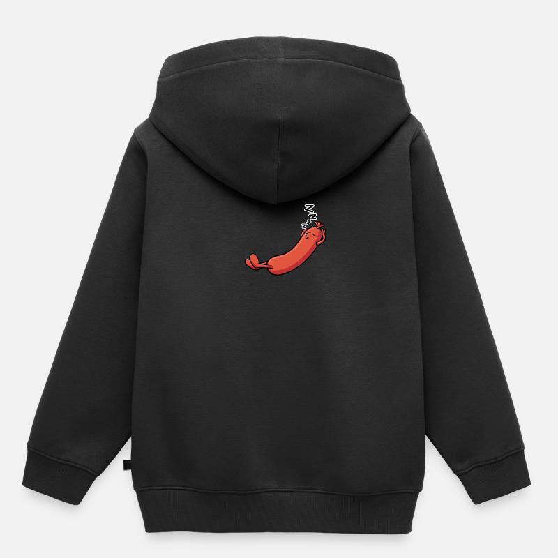 Saucisse qui dort et ronfle - Sweat Premium à capuche enfant bio - noir
